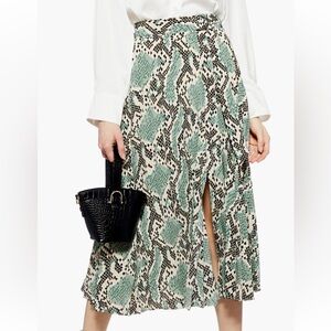 Topshop Blue and Black Ruffled Wrap Midi Skirt
